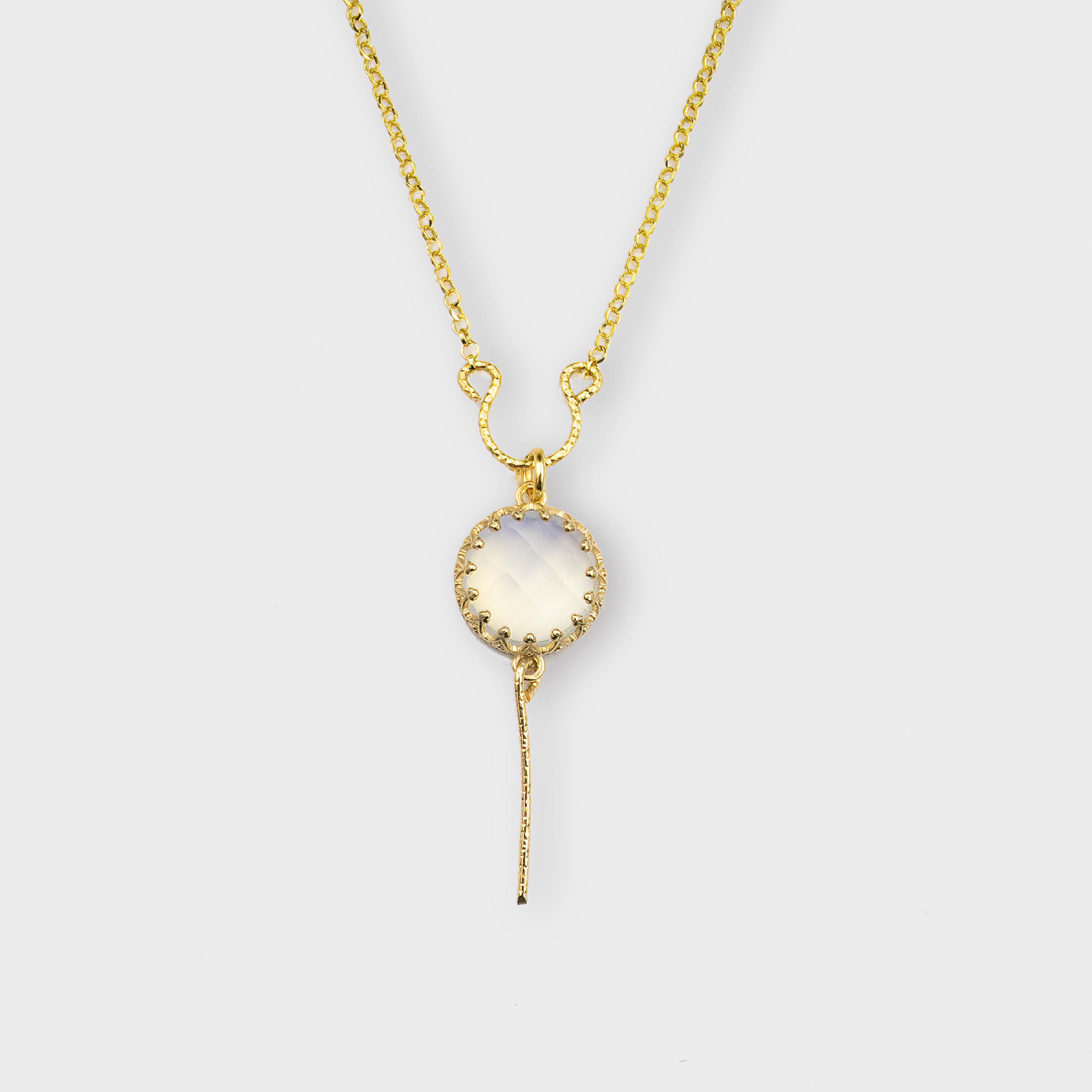 שרשרת כסף ואופלייט לבן