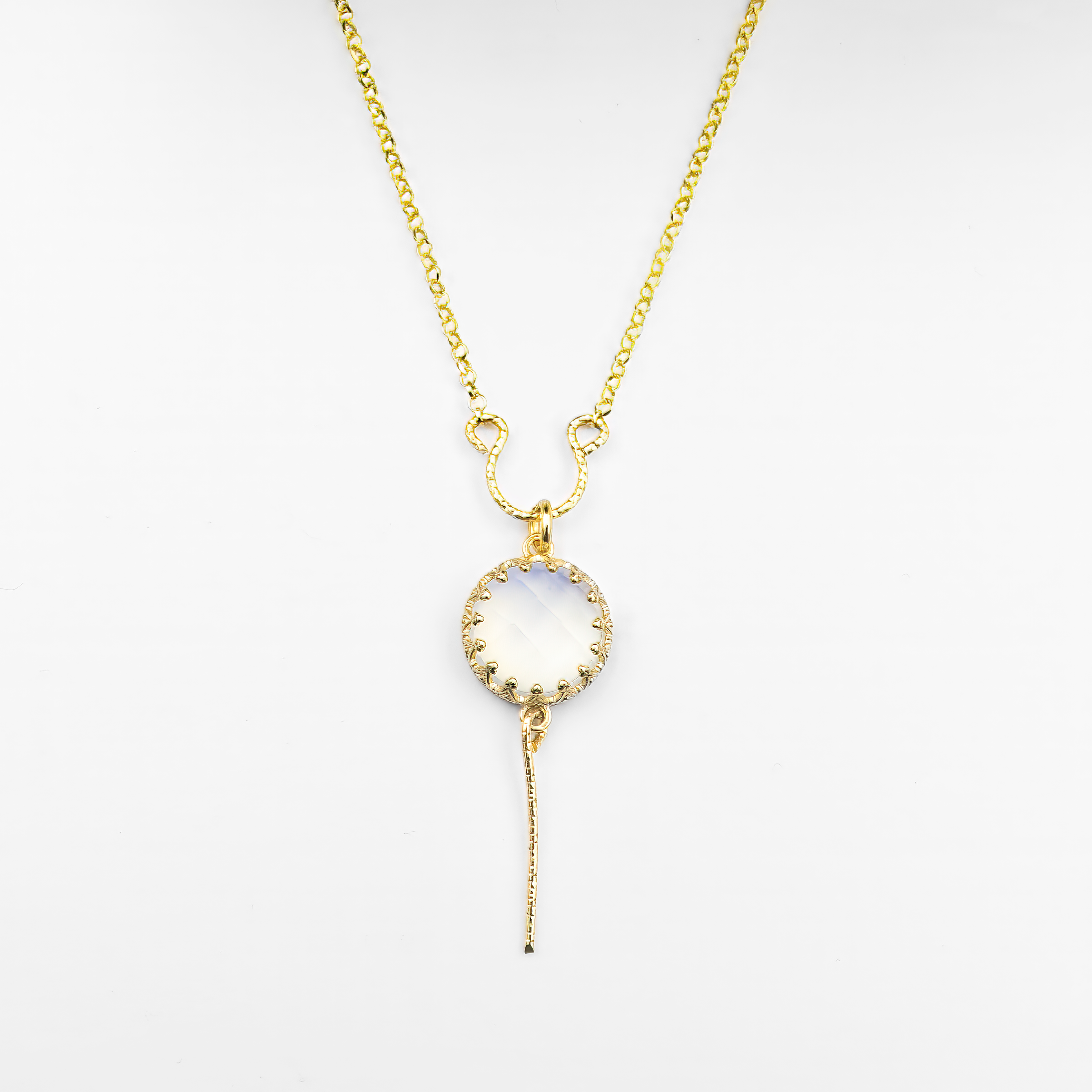 שרשרת כסף ואופלייט לבן