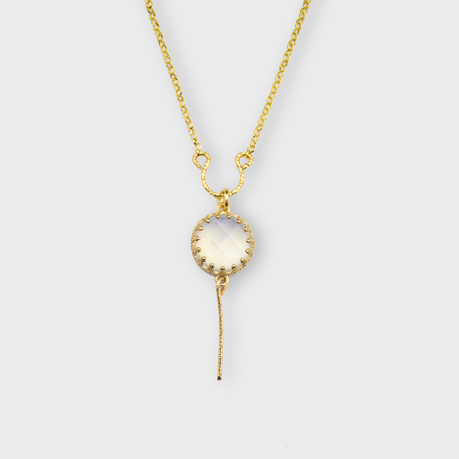 Silver and white opal necklace