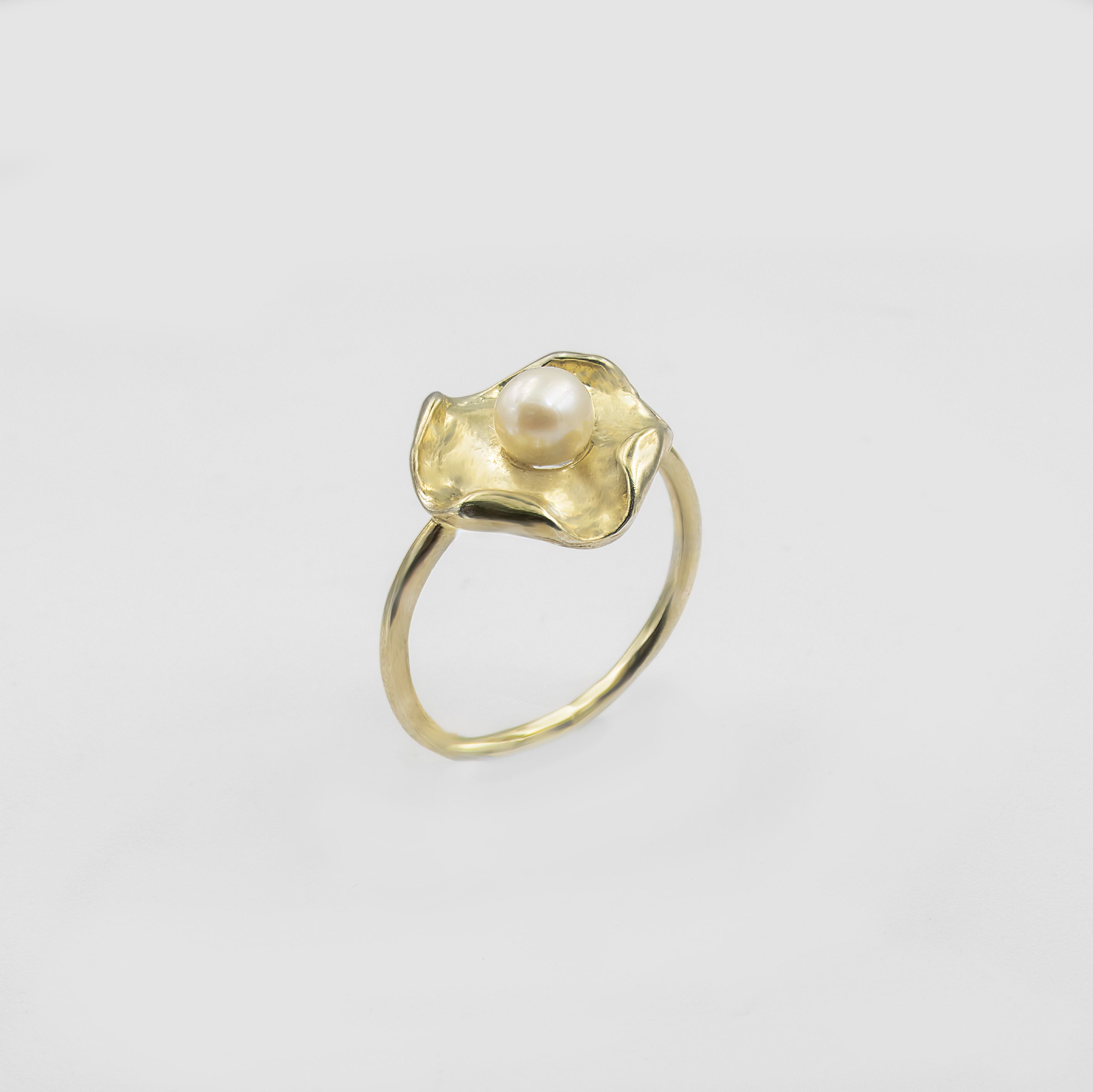 טבעת כסף עם פנינה