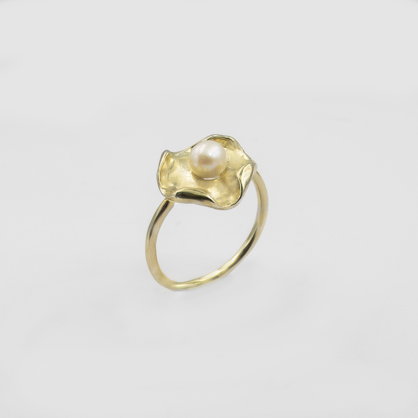 טבעת כסף עם פנינה