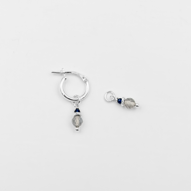 Molly white gold earrings with labradorite and sapphire charms