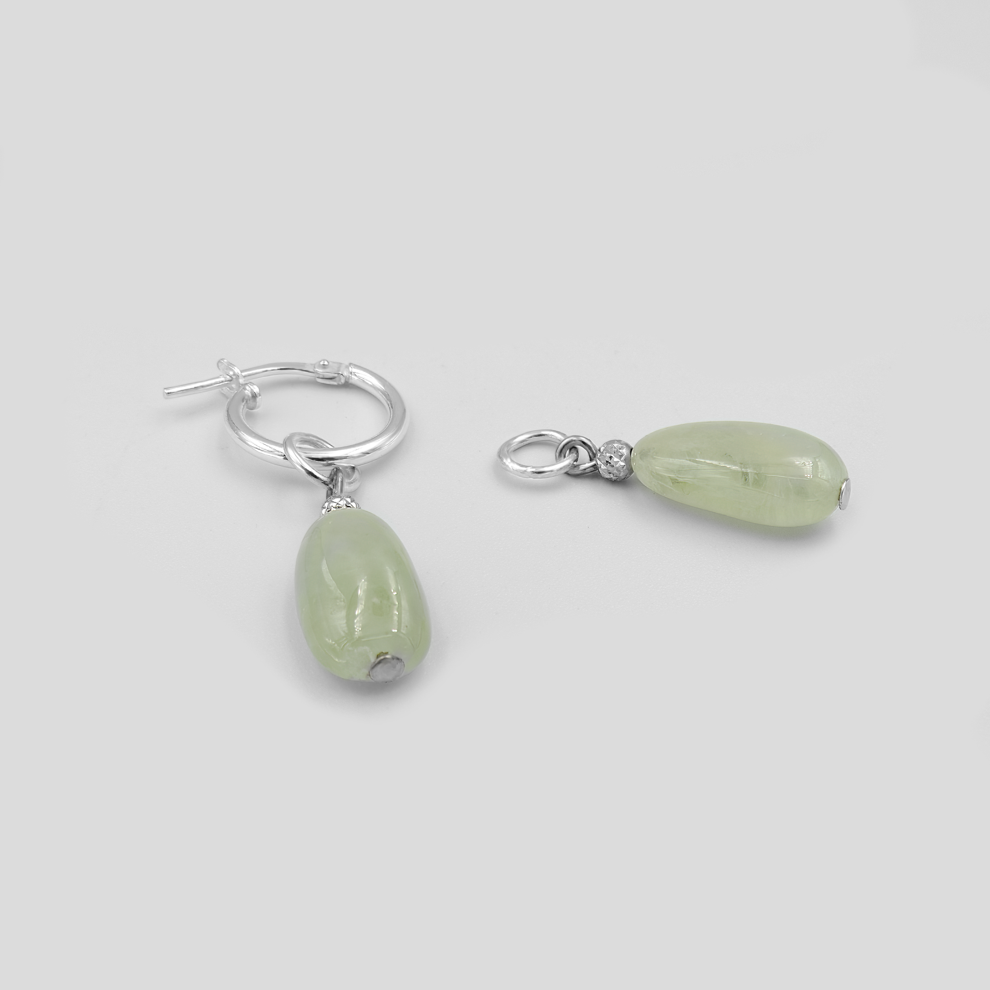 Pamela earrings with a set of aquamarine charms