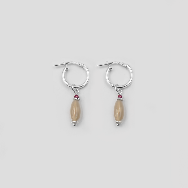 Vanessa 14k white gold earrings with ruby ​​and labradorite charms