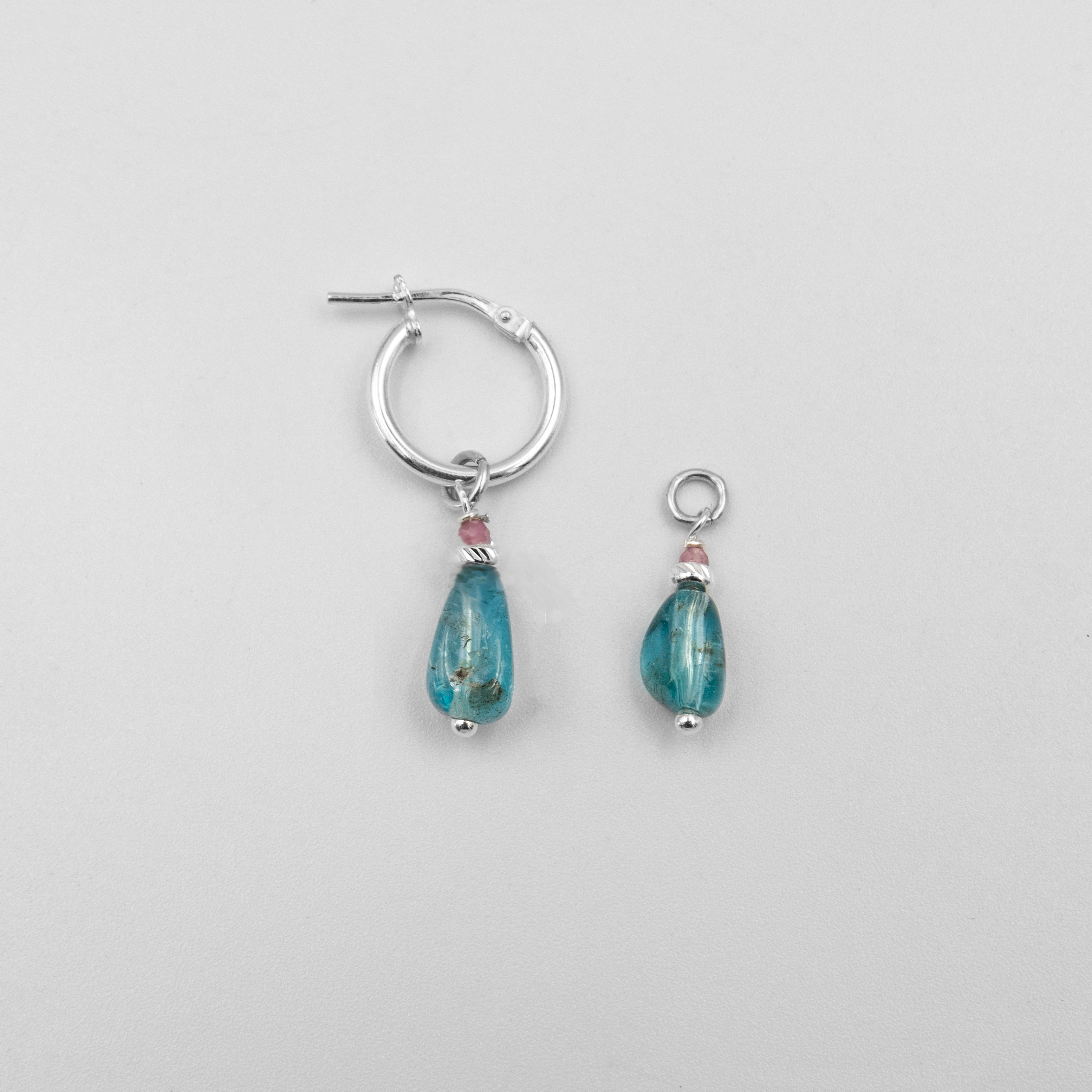 Vered set of earrings with apatite charms and pink tourmaline