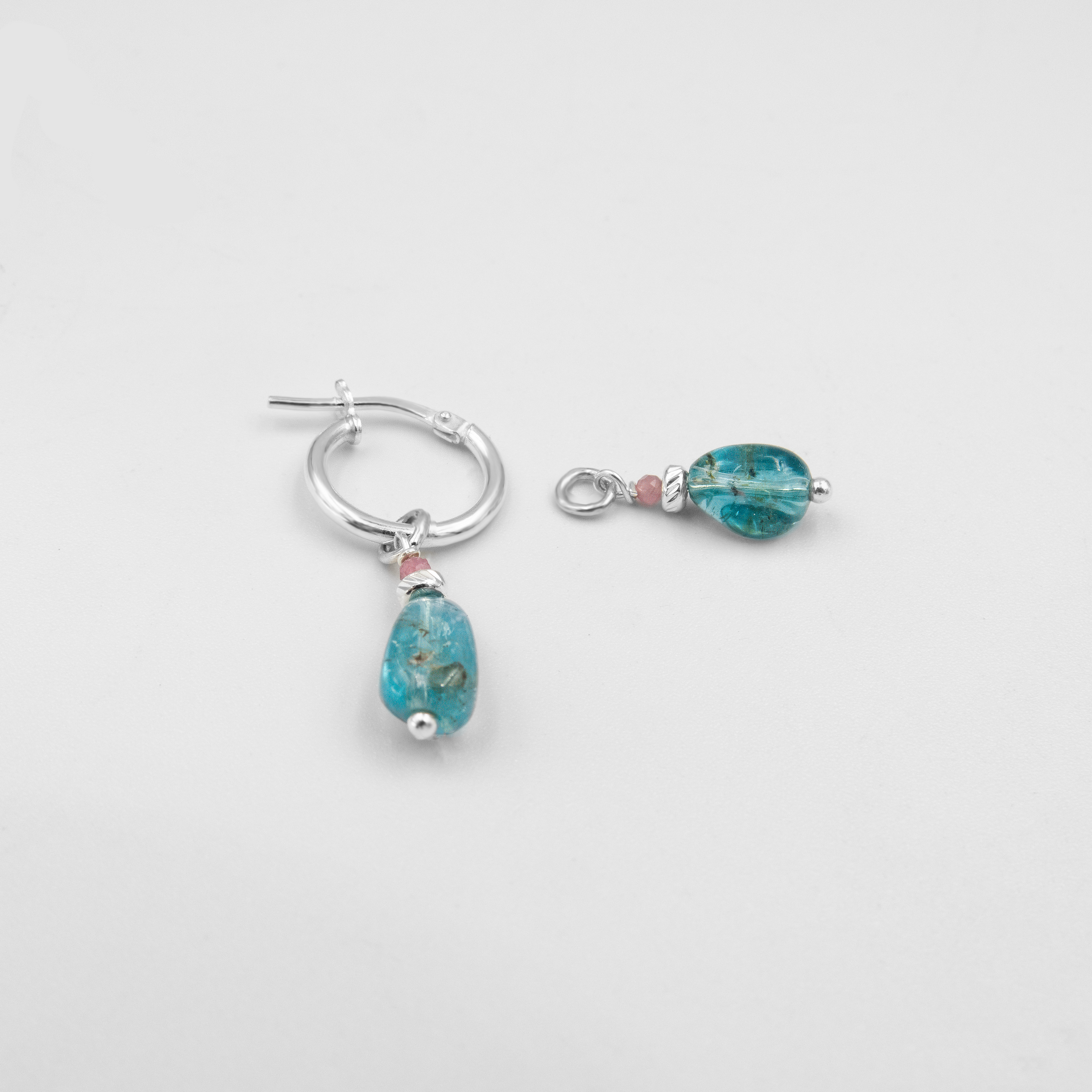 Vered set of earrings with apatite charms and pink tourmaline