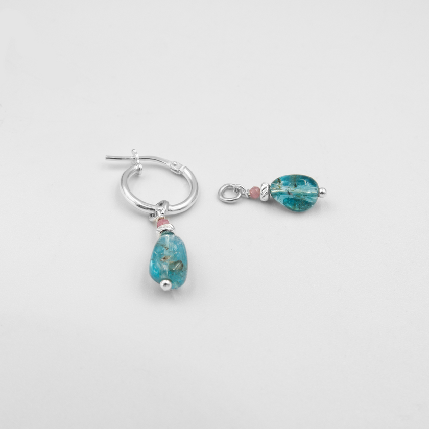Vered set of earrings with apatite charms and pink tourmaline