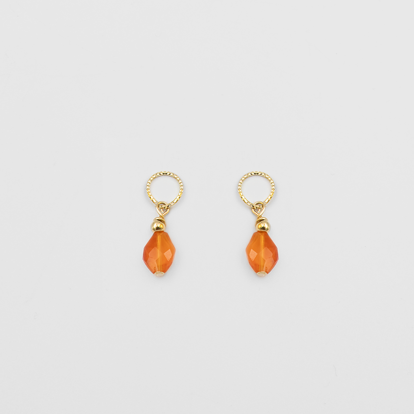 Anna סט עגילי כסף עם צ'ארמים קרנליאן