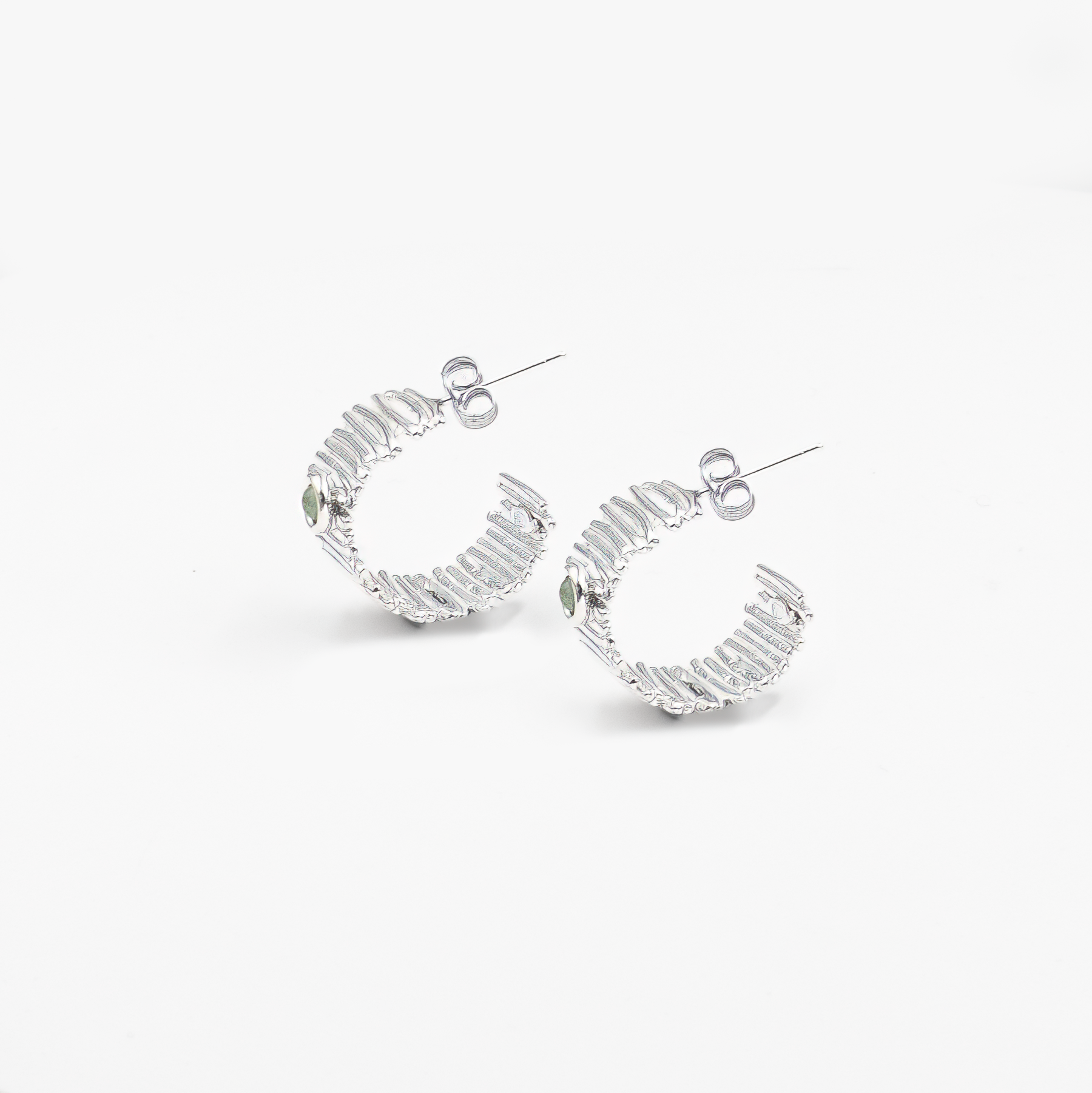 Silver earrings with labradorite