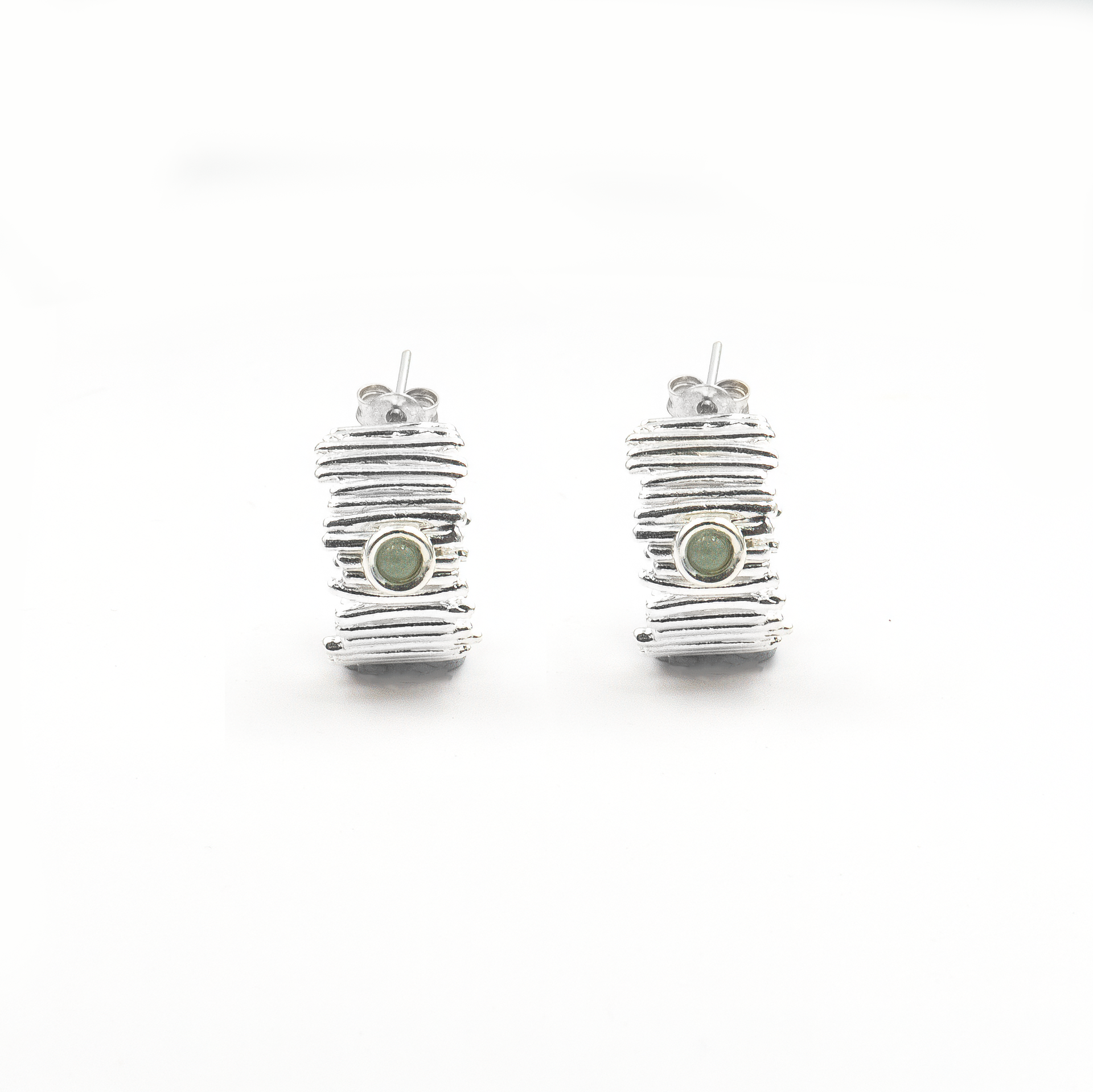 Silver earrings with labradorite