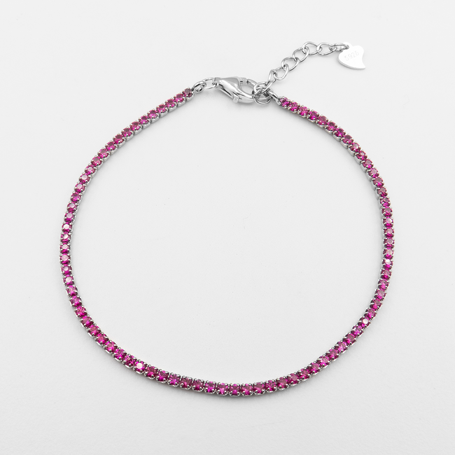 Delicate tennis bracelet with red stones