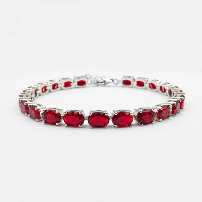 925 silver tennis bracelet with red stones