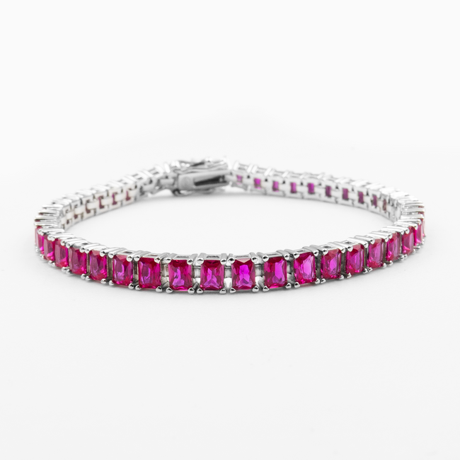 925 silver tennis bracelet with red stones