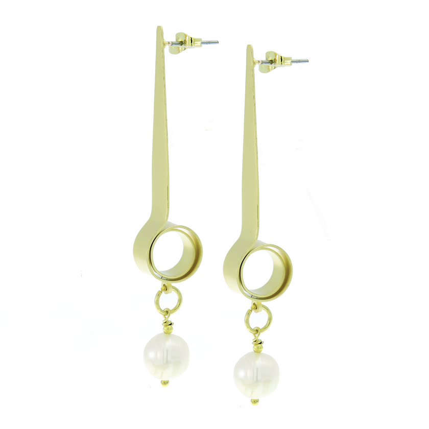 עגילים ארוכים אופנתיים עם פנינה