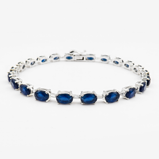 925 silver tennis bracelet with blue stones