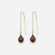 Necklace earrings with baroque pearls in chocolate color