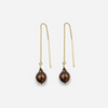Necklace earrings with baroque pearls in chocolate color