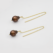 Necklace earrings with baroque pearls in chocolate color