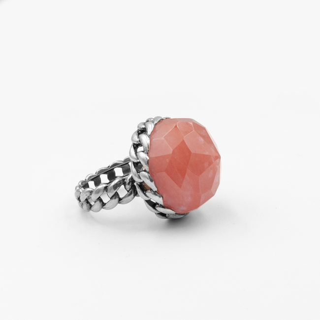 A special silver ring with opalite in the shade of chari quartz