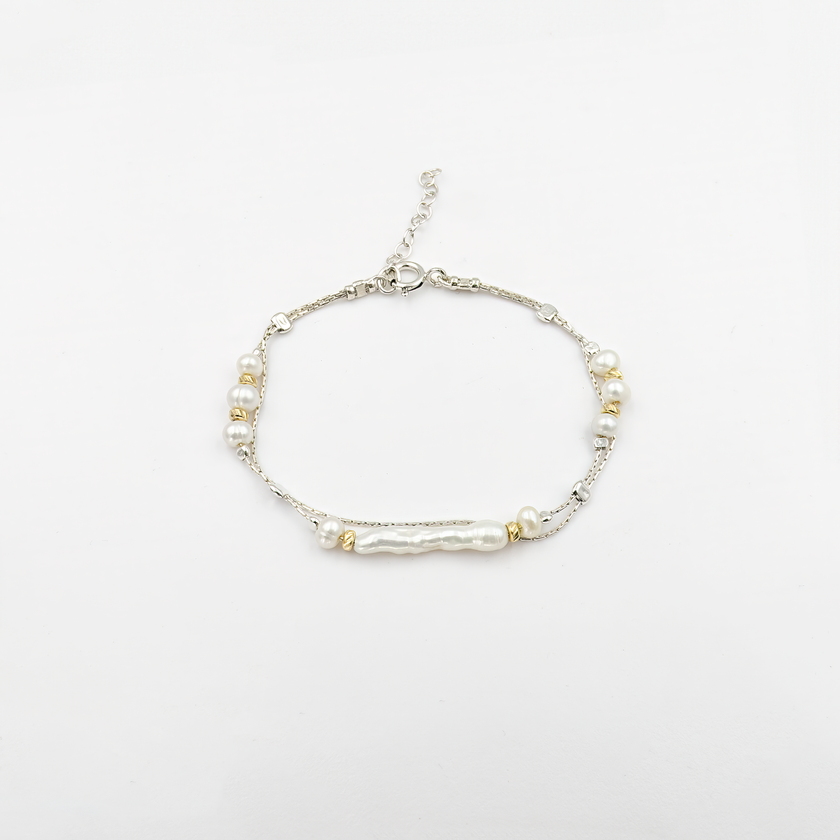 צמיד פנינה לבנה