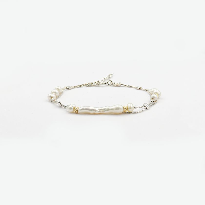 צמיד פנינה לבנה