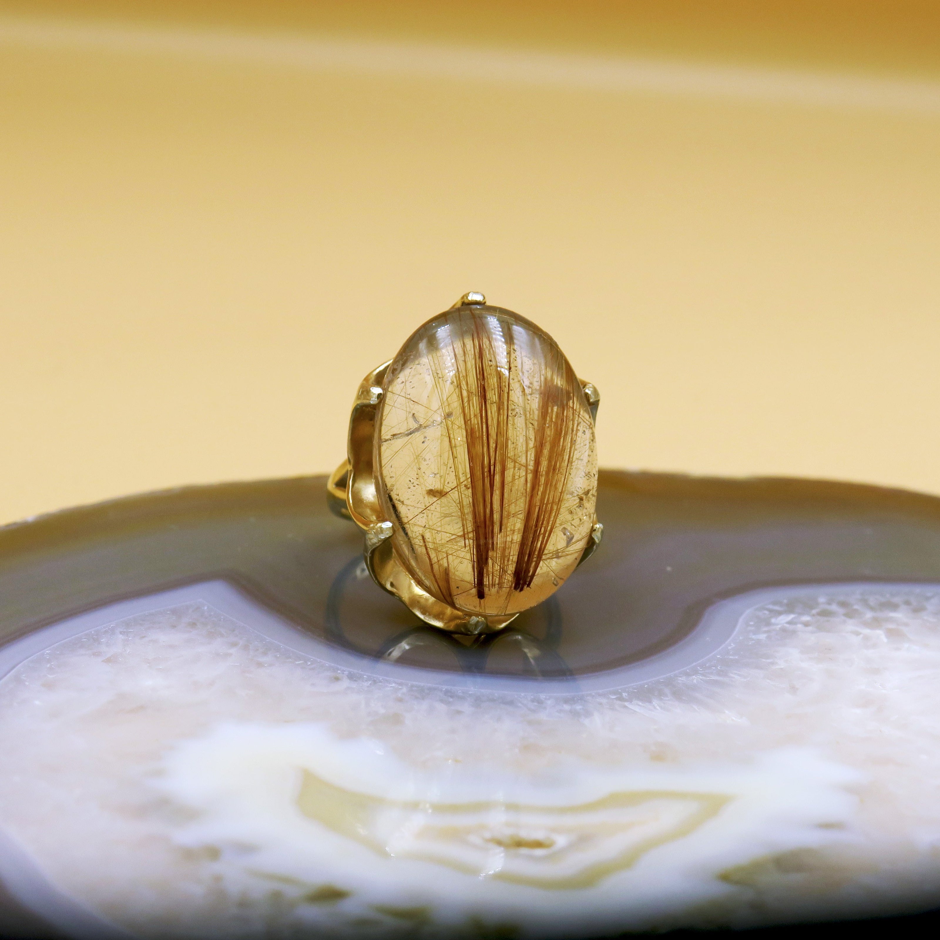 טבעת כסף עם רוטיל קוורץ