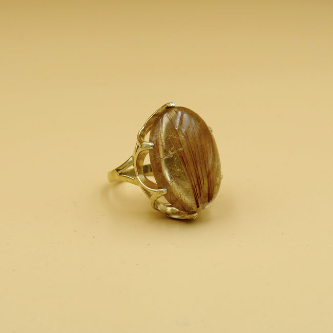Silver ring with rutile quartz
