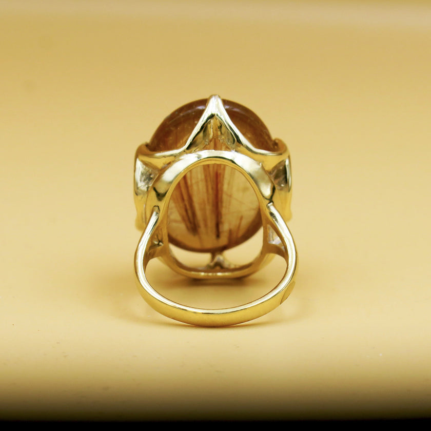 טבעת כסף עם רוטיל קוורץ