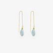 14 carat gold chain earrings with aquamarine