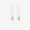 14 carat gold chain earrings with aquamarine