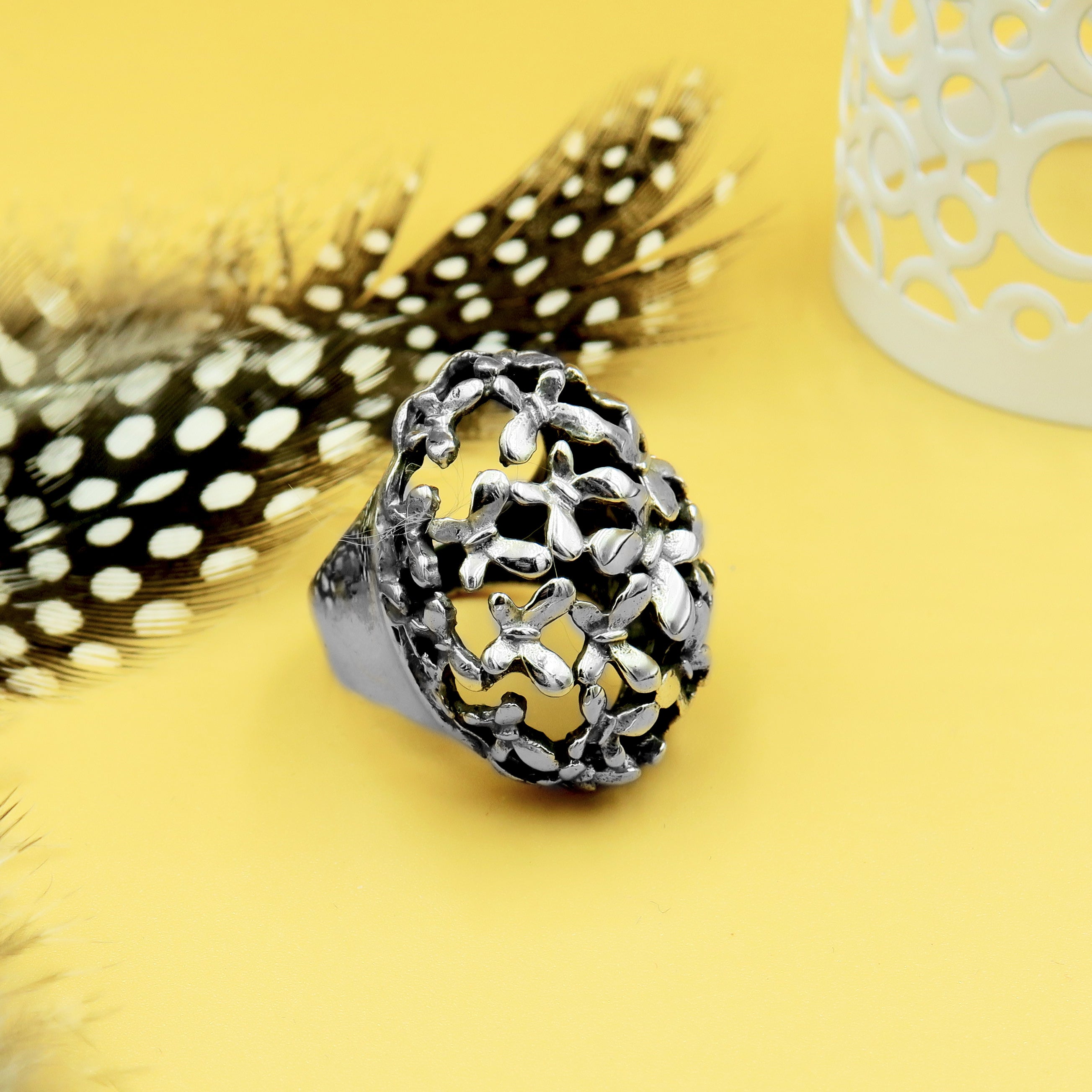 Silver butterfly ring