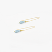 14 carat gold chain earrings with aquamarine
