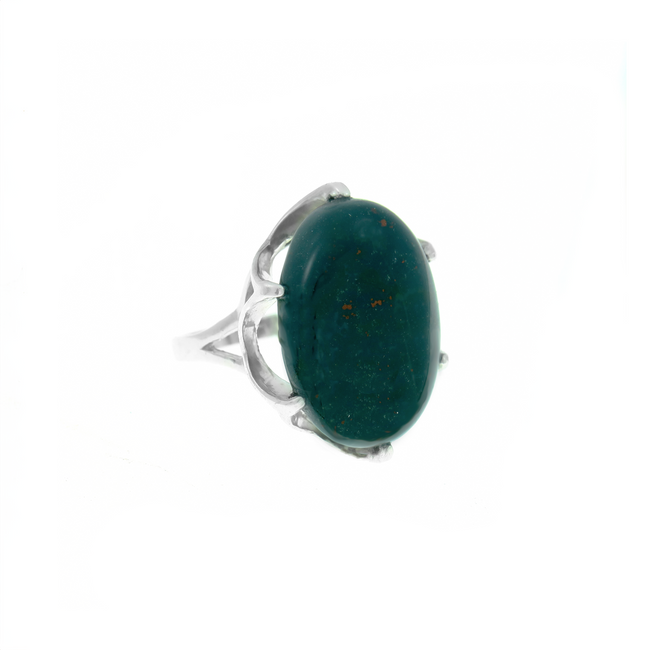 Silver ring with bloodstone