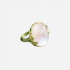 A silver ring with mother of pearl in a delicate pink shade