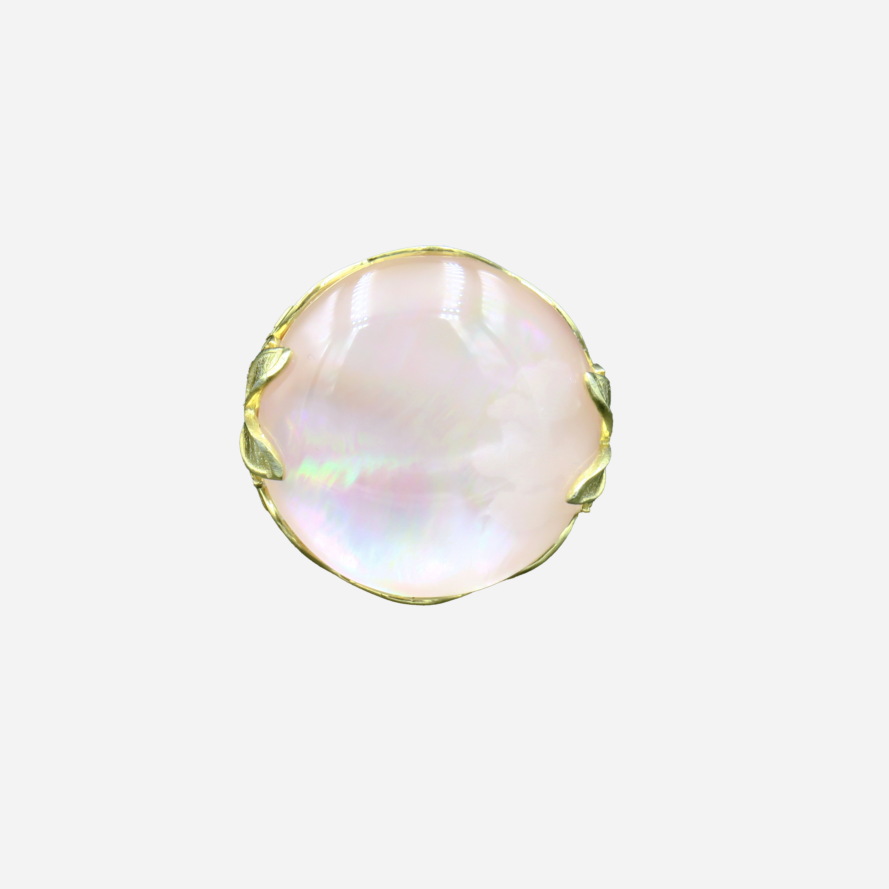 טבעת כסף עם אם פנינה בגוון ורוד עדין