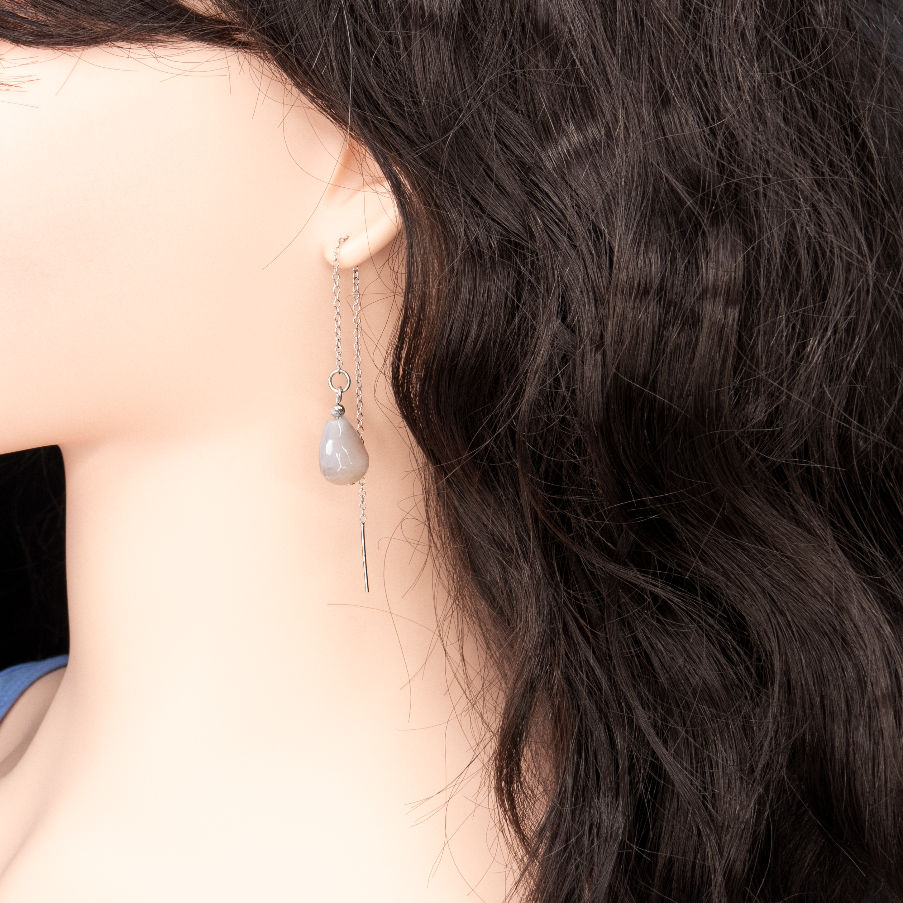 עגילים עם פנינת כותנה