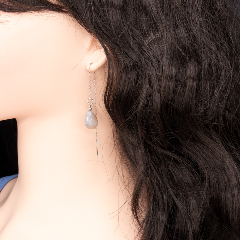 עגילים עם פנינת כותנה