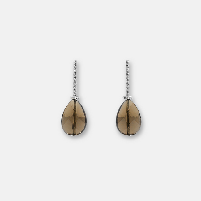 Silver earrings with brown opalite