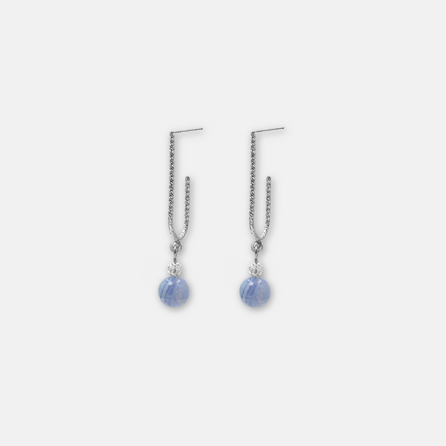 Earrings designed with blue lace agate
