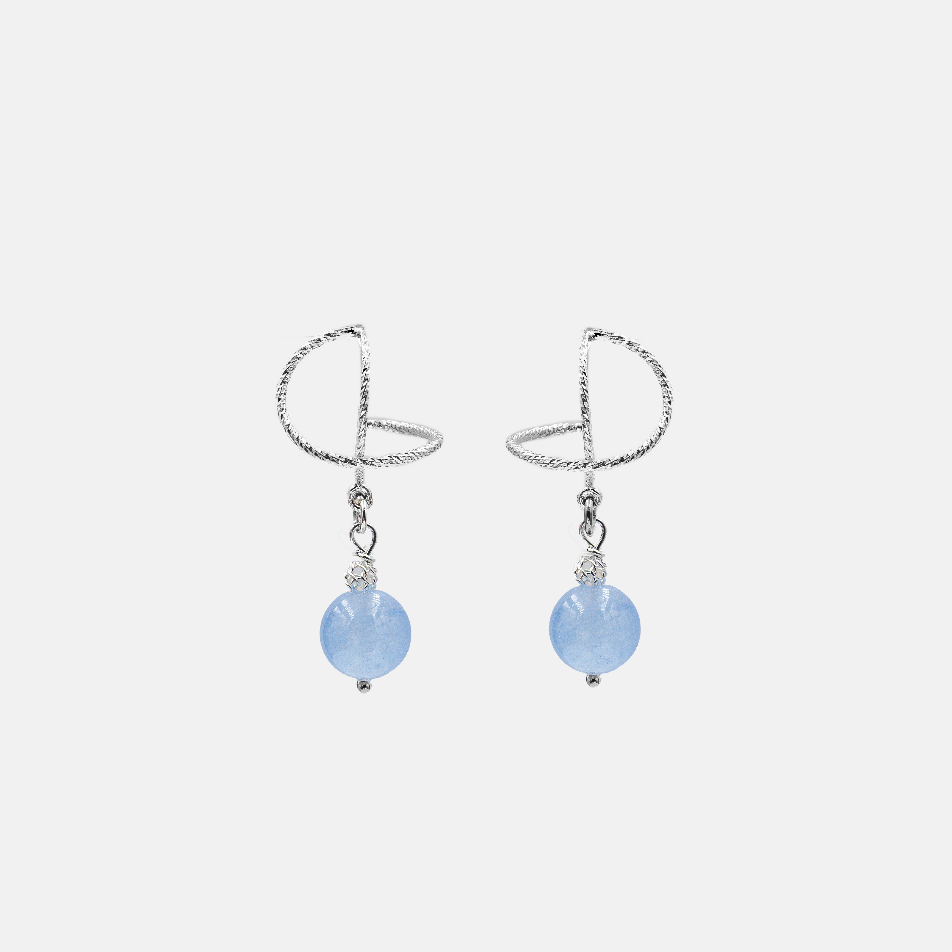 עגילי כסף אומגה עם אגת כחול