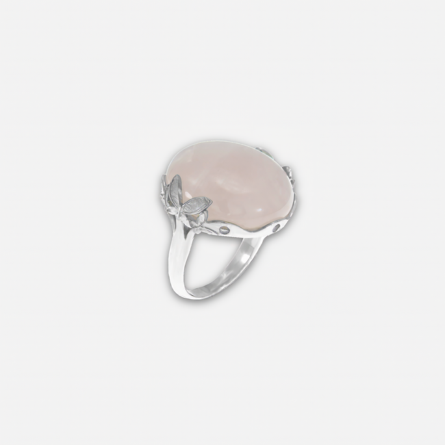 Серебряное кольцо 925 пробы с розовым кварцем
