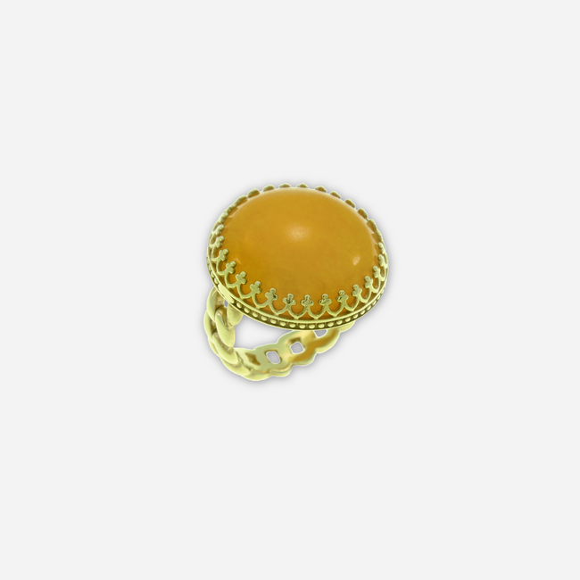 Silver ring with yellow agate