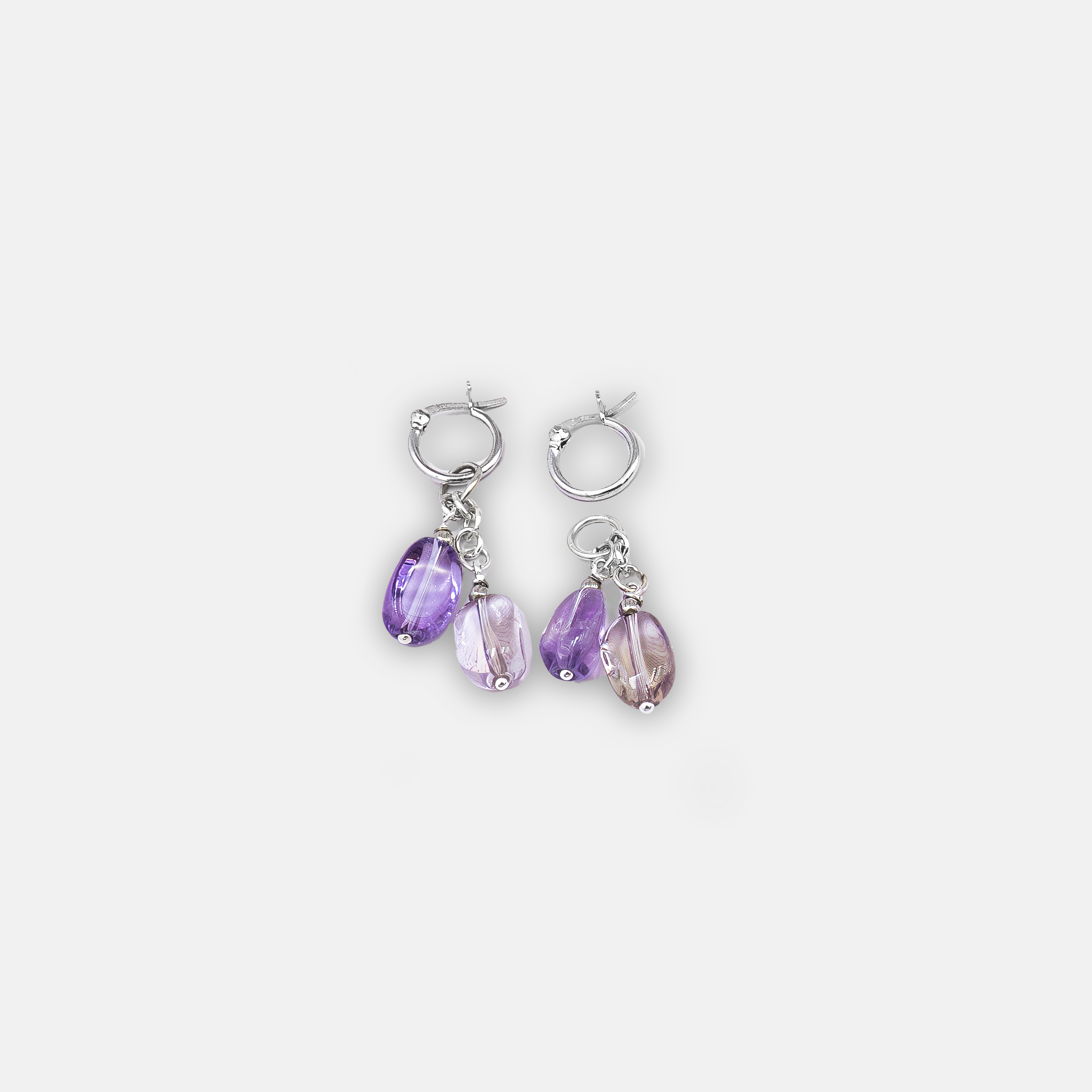 Ametrine set of earrings with ametrine charms