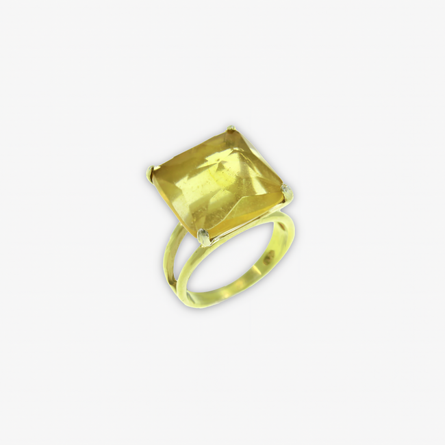 Silver ring with opalite in citrine shade