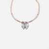 Lavender pearl necklace with butterfly shield pendant