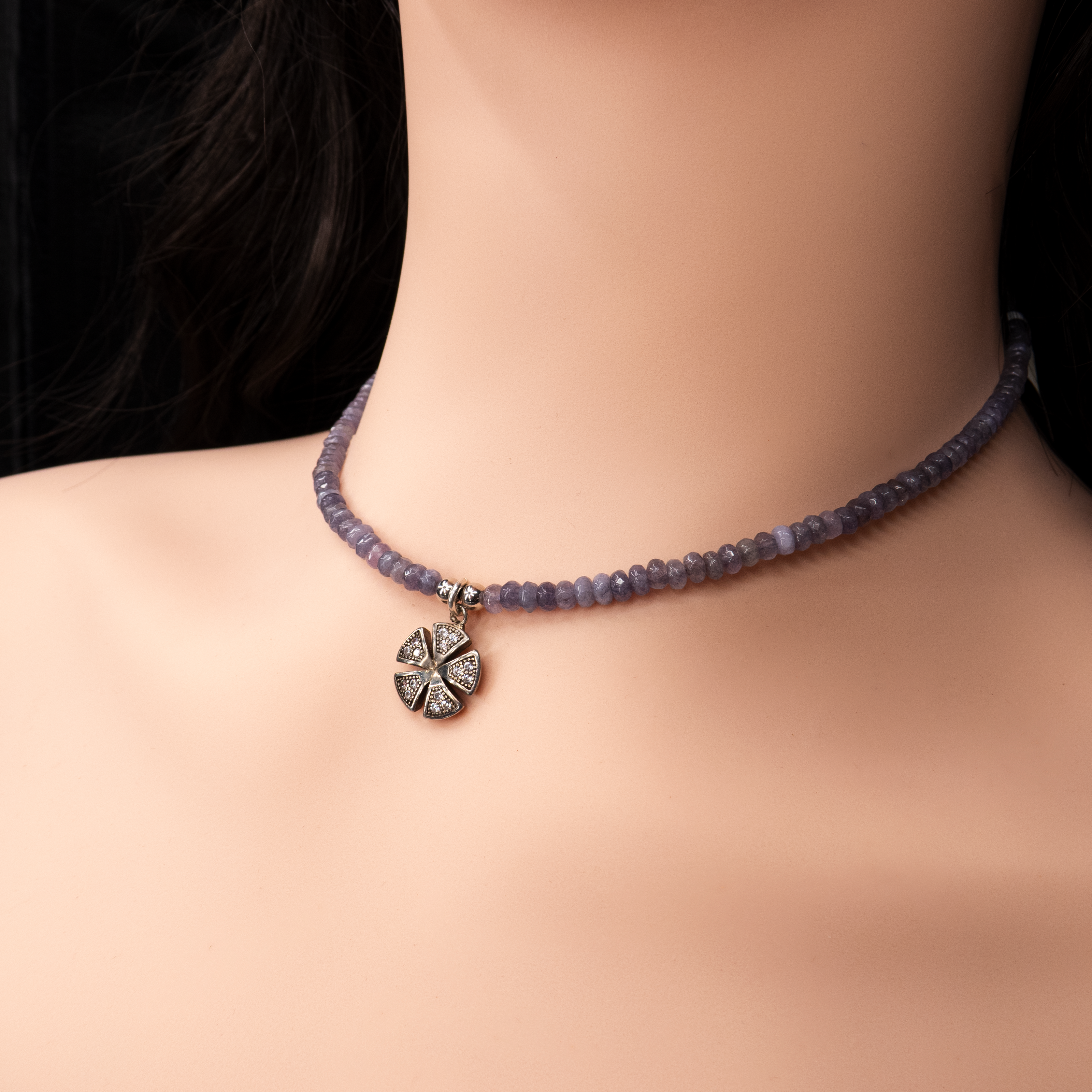 שרשרת כסף ואגתים