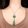 Silver chain and pendant combined with opalite and green agate