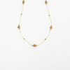 14 carat gold necklace with sunstone and zoisite rubies