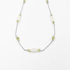 14 carat gold necklace with moonstone and olivine