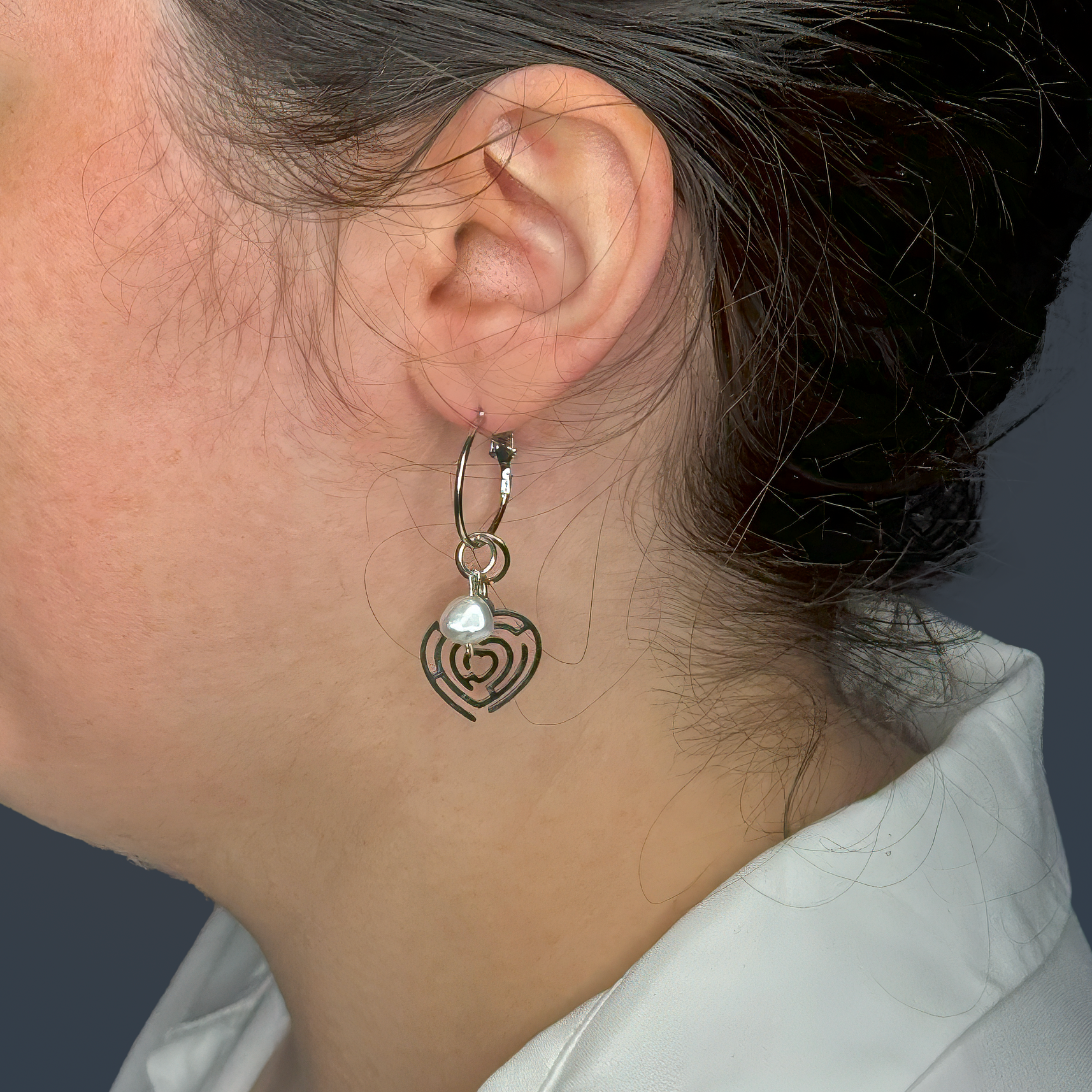 Hart hoop earrings and set of 2 charms